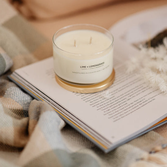 Meeraboo Lime + Lemongrass Soy Candle with gold lid