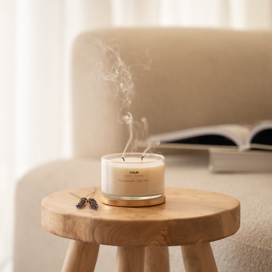 Meeraboo Calm Soy Candle lit