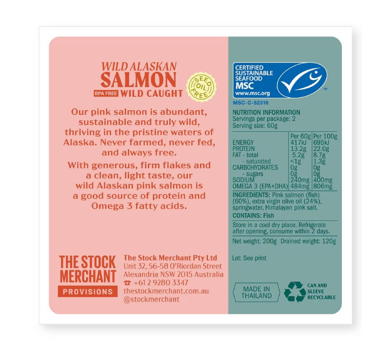 The Stock Merchant Wild Alaskan Salmon in EVOO 200g