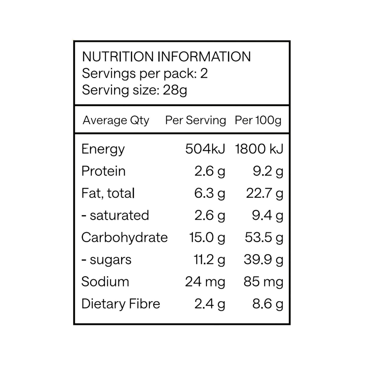 Cool Medjool Peanut Butter Twin Pack 56g, nutrition panel, Scoop Wholefoods Cottesloe