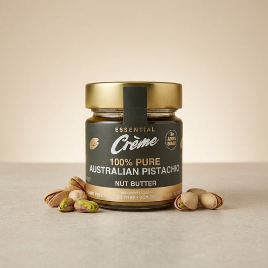 100% Pure Australian Pistachio Nut Butter jar with pistachios