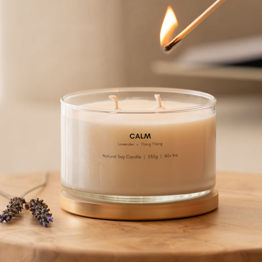 Meeraboo Calm Soy Candle styled