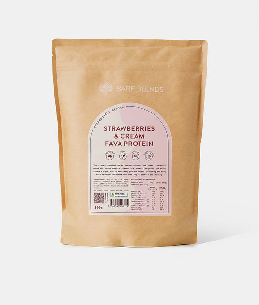 Bare Blends Strawberries and Cream Fava Protein