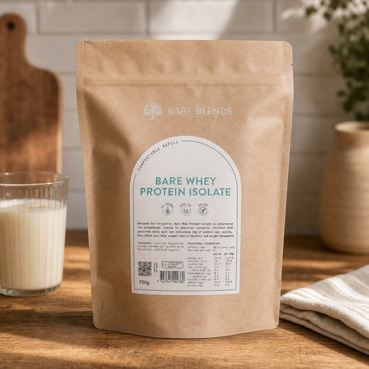 Bare Blends Bare Whey Protein Isolate 750g compostable pouch