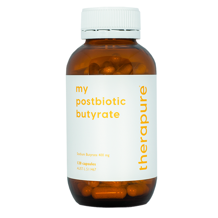 Therapure My Postbiotic Butyrate 120 capsules bottle, front