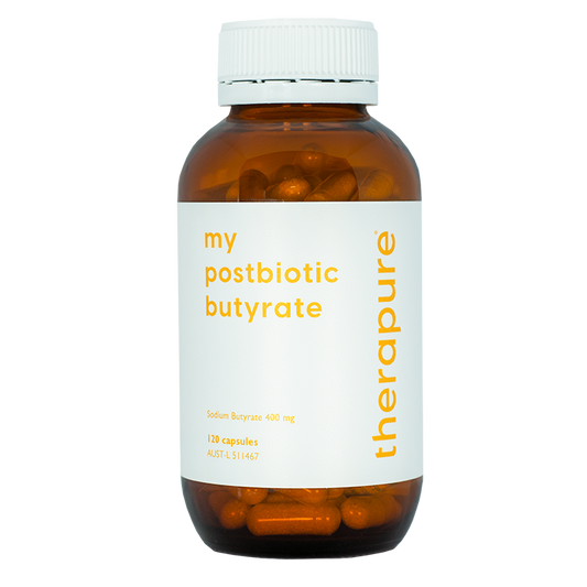 Therapure My Postbiotic Butyrate 120 capsules bottle, front