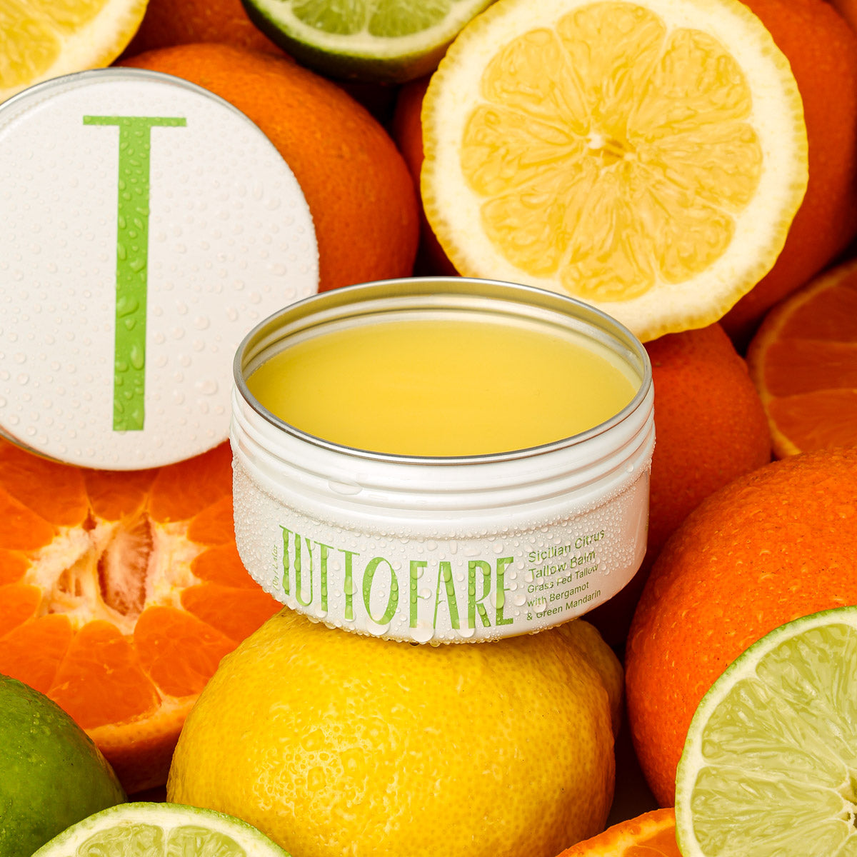 Tuttofare Sicilian Citrus Tallow Balm with citrus fruit